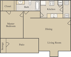 A1 - One Bedroom / One Bath - 783 Sq.Ft.*