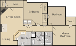 C1 - Three Bedroom / Two Bath - 1,248 Sq.Ft.*